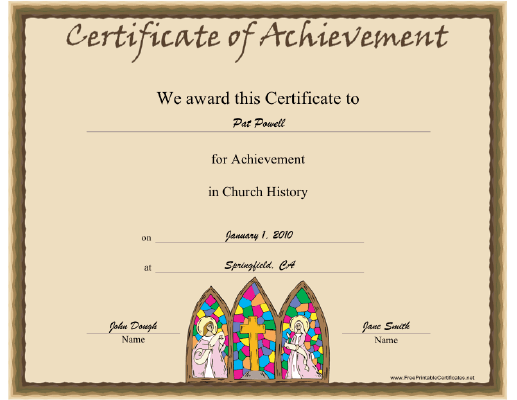 Church History certificate