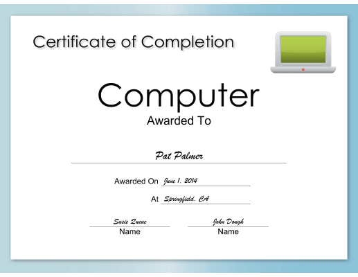 Computer certificate