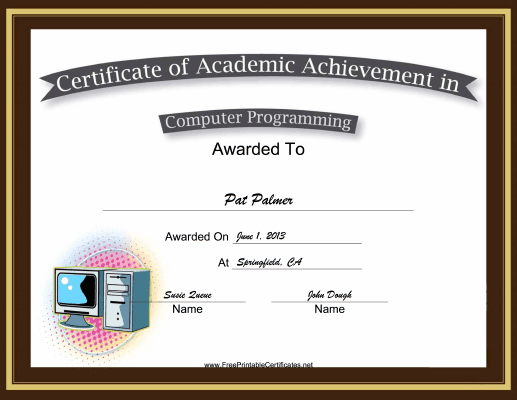 Computer Programming Academic certificate