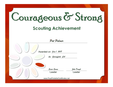 Courageous And Strong Badge certificate