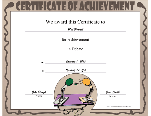 Debate certificate