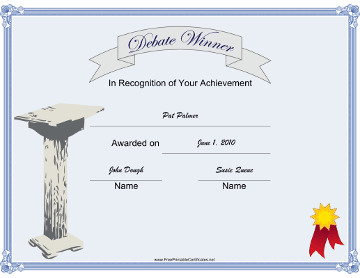 Debate Winner certificate