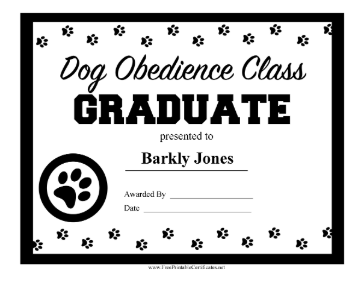 Dog Obedience Graduate certificate