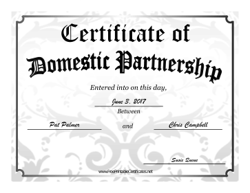 Domestic Partnership certificate