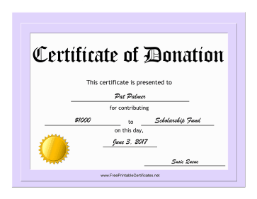 Donation certificate