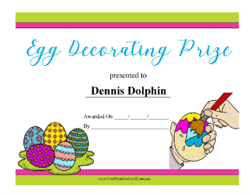 Easter Egg Decorating certificate