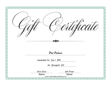 Fancy Gift certificate