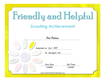 Friendly And Helpful Badge certificate
