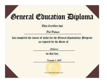 GED Diploma certificate