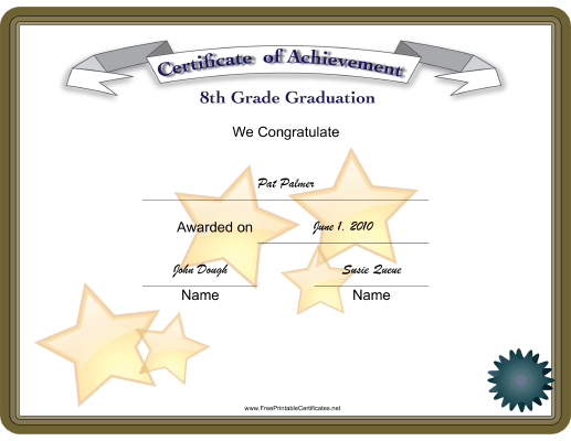 8th Grade Graduation certificate