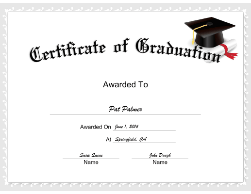 Graduation certificate