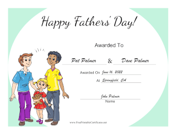 Happy Fathers Day certificate
