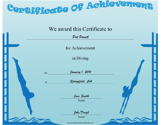 High Diving certificate