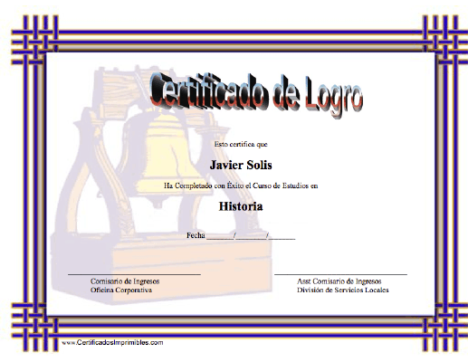 Certificado de Logro en Historia certificate
