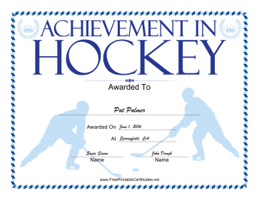 Hockey certificate