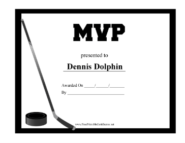 Hockey MVP certificate