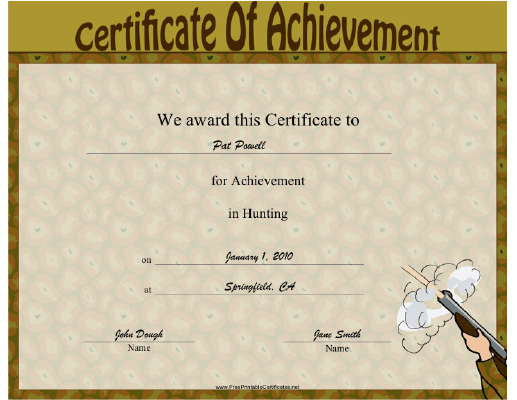 Hunting certificate