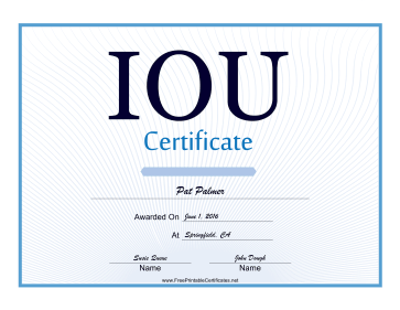 IOU certificate