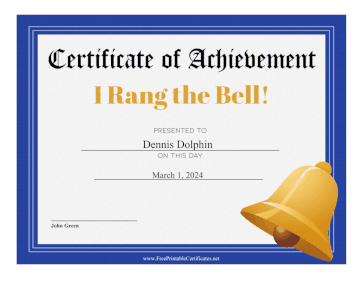 I Rang The Bell certificate