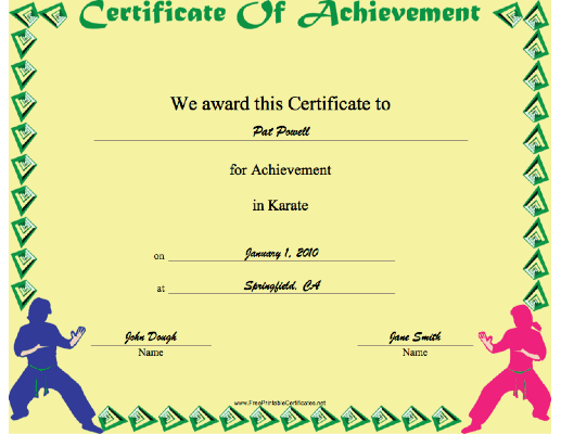 Karate certificate
