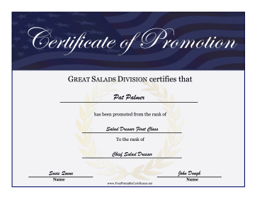 Military Promotion certificate