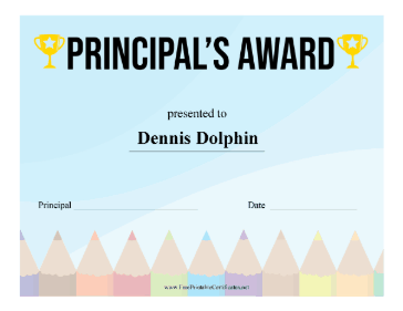 Principals Award certificate