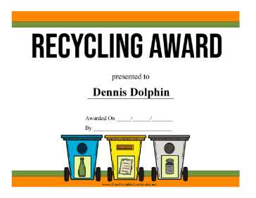 Recycling Award certificate