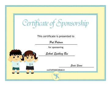 Sponsorship Certificate Child certificate