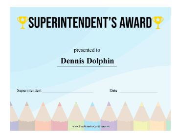 Superintendents Award certificate