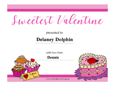 Sweetest Valentine certificate
