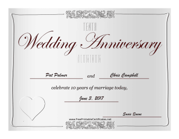 Personalised 10th Wedding Anniversary Card – Tin Wedding – Handmade Grey Hearts – UK
