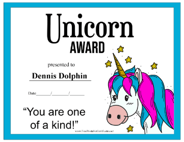 Unicorn Award certificate