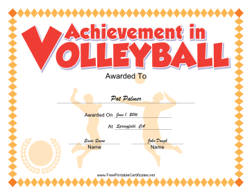 Volleyball certificate