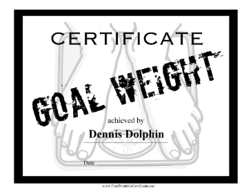 Weight Loss Goal certificate