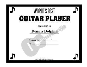 Worlds Best Acoustic Guitar Player certificate
