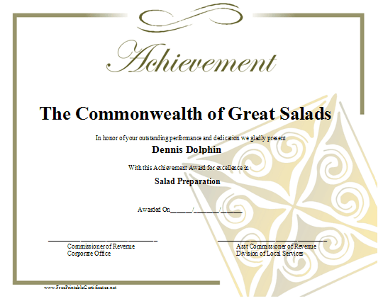 Achievement certificate