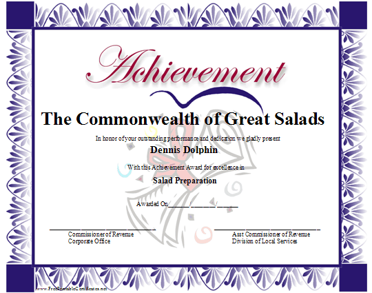 Achievement certificate
