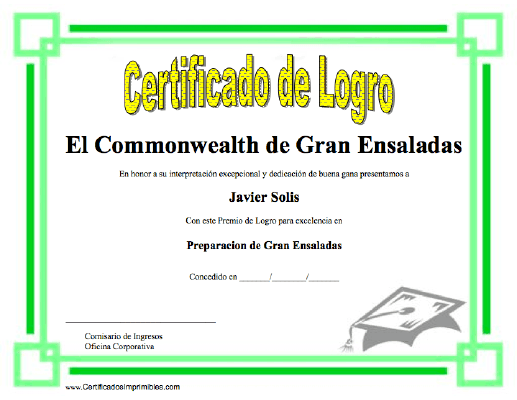 Certificado de Logro certificate