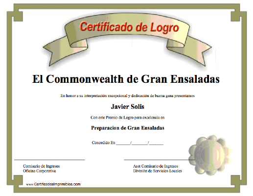 Certificado de Logro certificate
