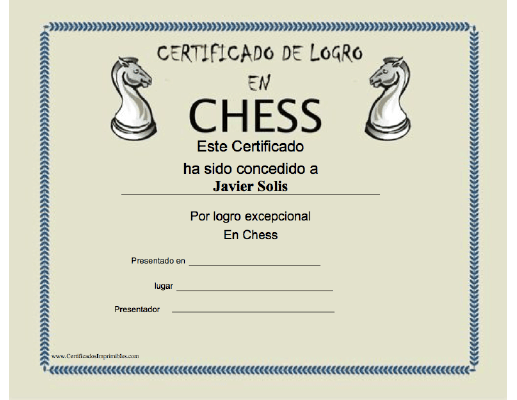 Certificado de Logro en Chess certificate