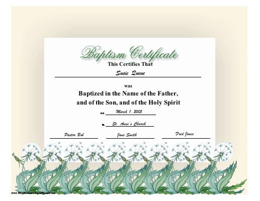 Baptism certificate