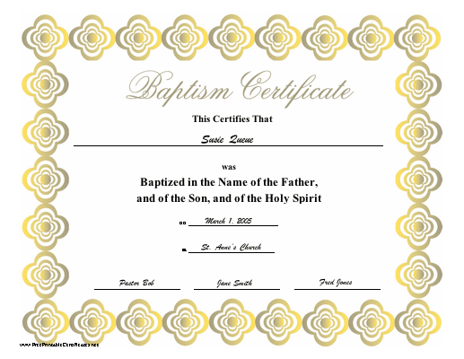 Baptism certificate