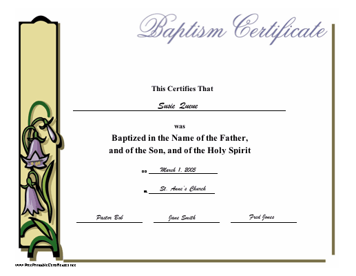Baptism certificate