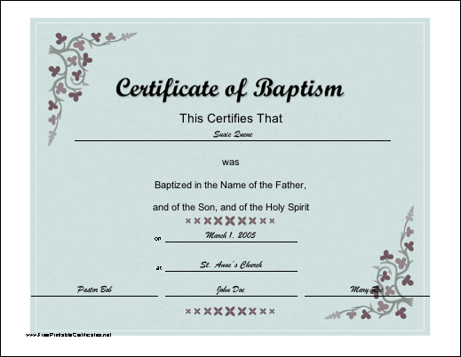 Baptism certificate