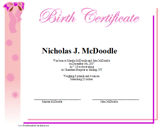 Birth certificate