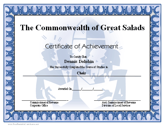 Achievement - Choir certificate