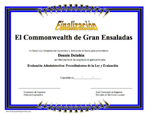 Finalizacíon certificate