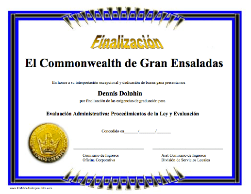 Finalizacíon certificate