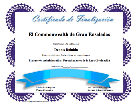 Certificado de Finalizacíon certificate