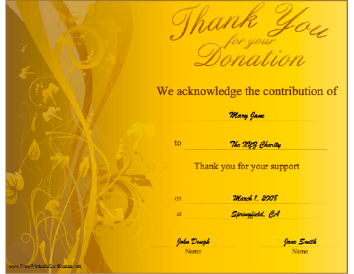 Donation certificate